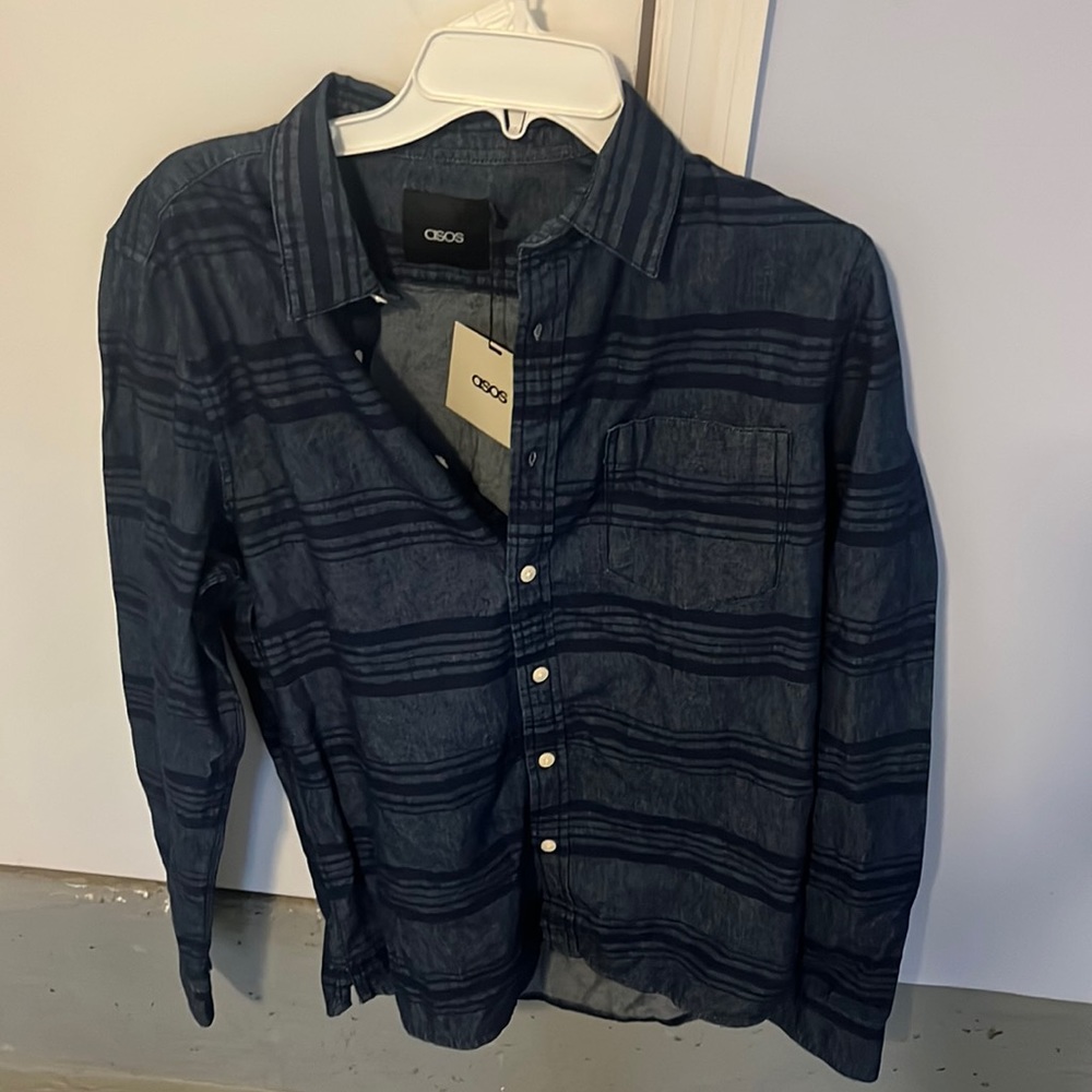 ASOS blue striped button up